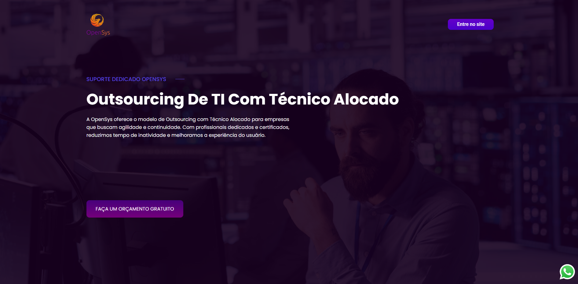 OpenSys Outsourcing — Site de técnico alocado e outsourcing de TI desenvolvido pela Finish Web